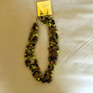 Multicolored stone necklace and matching earrings